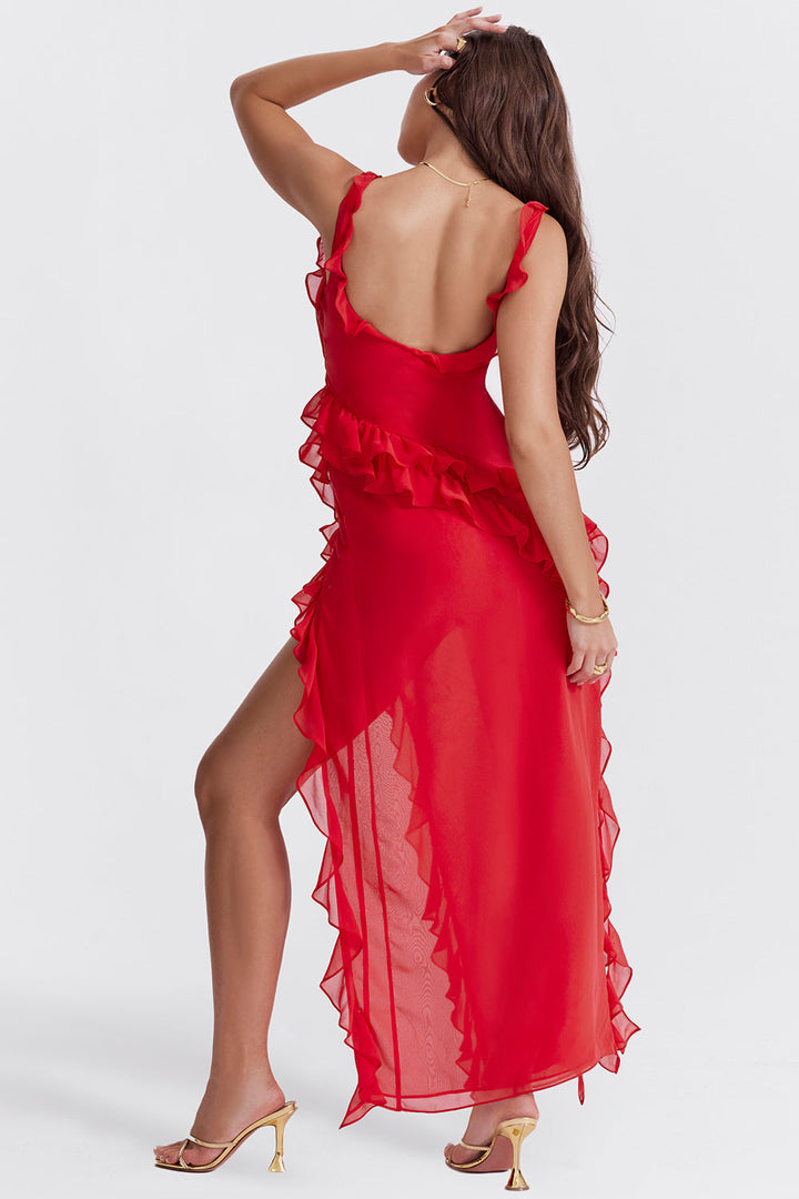 Vestido Brigitte | con Volante Asimétrico Decorativos